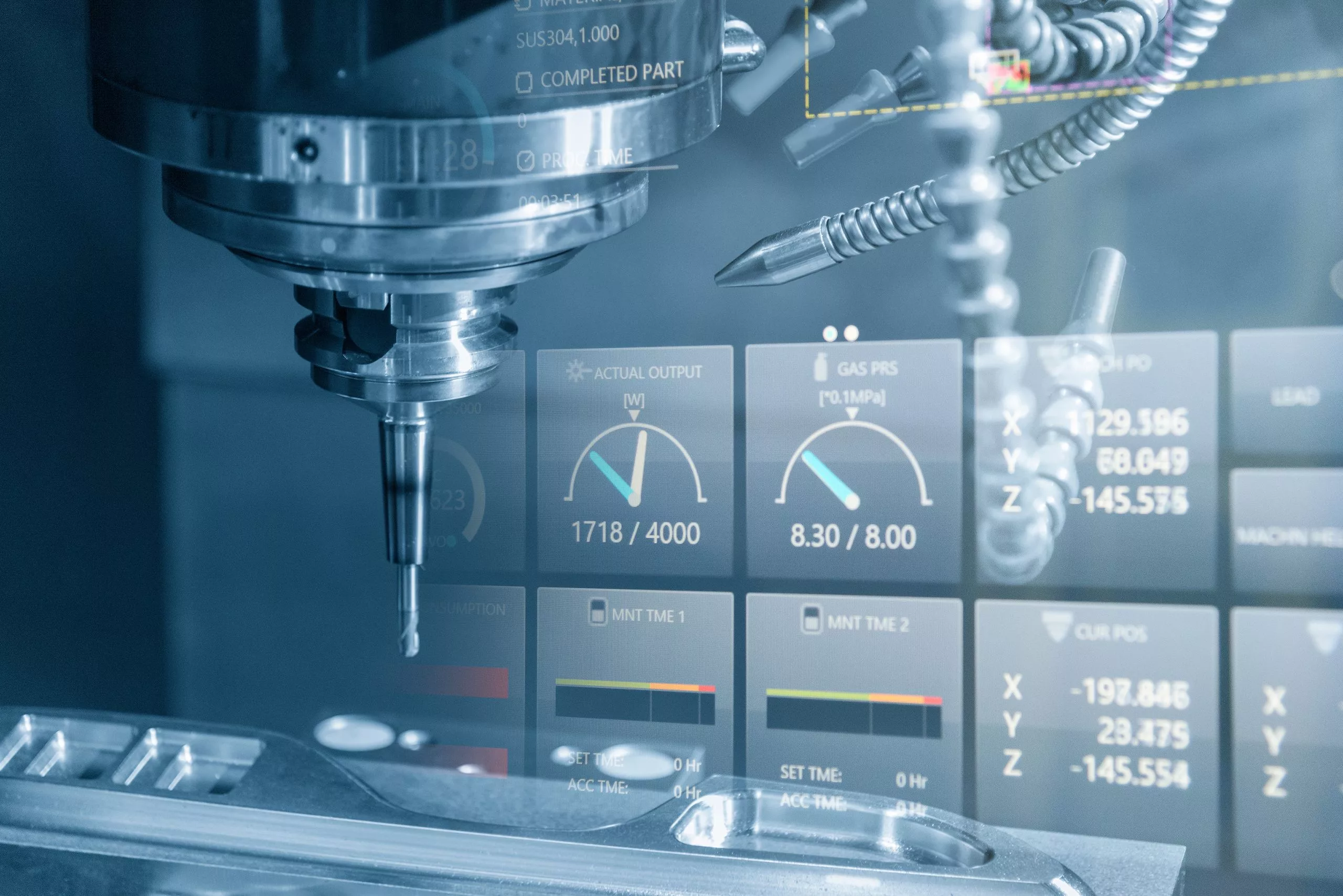 The CNC milling machine cutting the sample part.The end-mill too Unternehmenskultur: Werte, Haltung und Verhalten